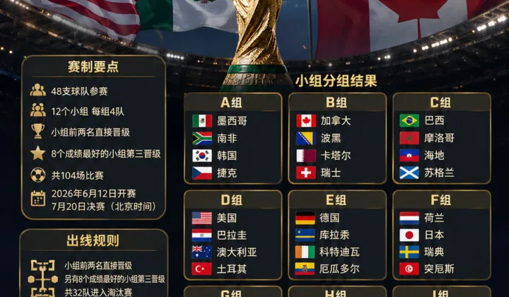2026世界杯分组结果与小组形势总览：48队赛制下的小组第三出线规则与强组观察
