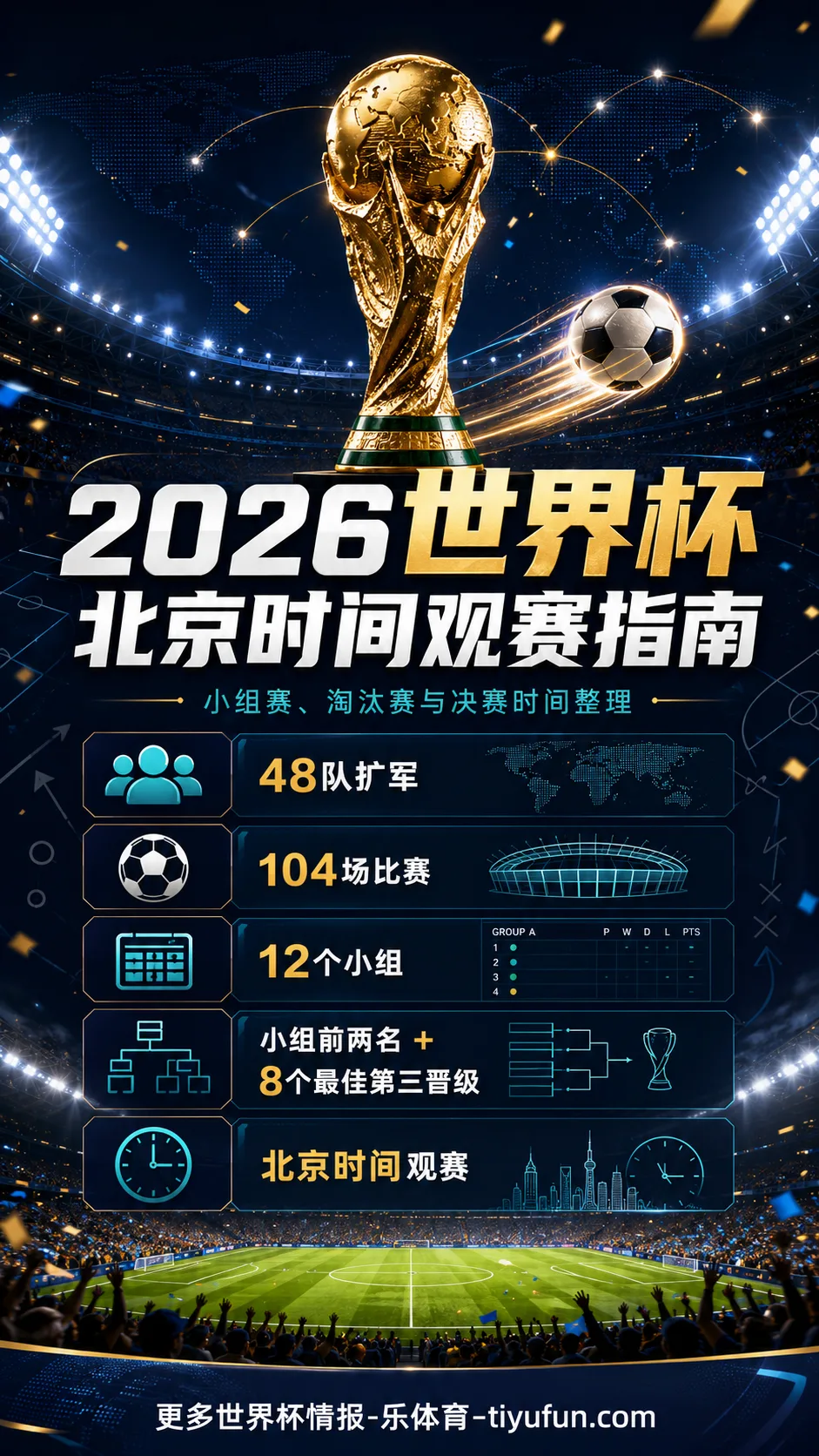 2026世界杯北京时间赛程整理：48队104场比赛的观赛时间与出线规则
