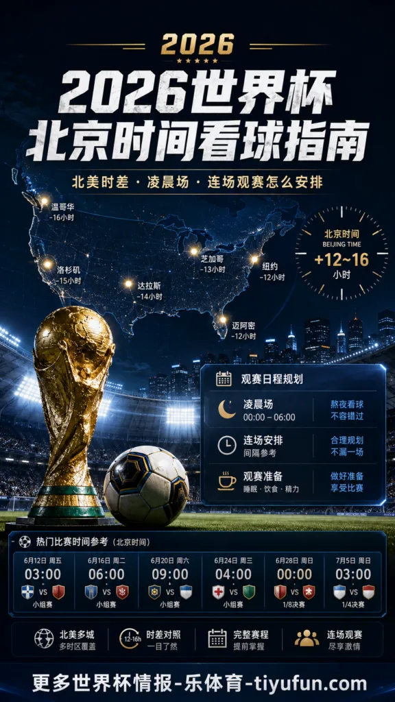 2026世界杯北京时间看球指南：北美时差、凌晨场与连场观赛怎么安排