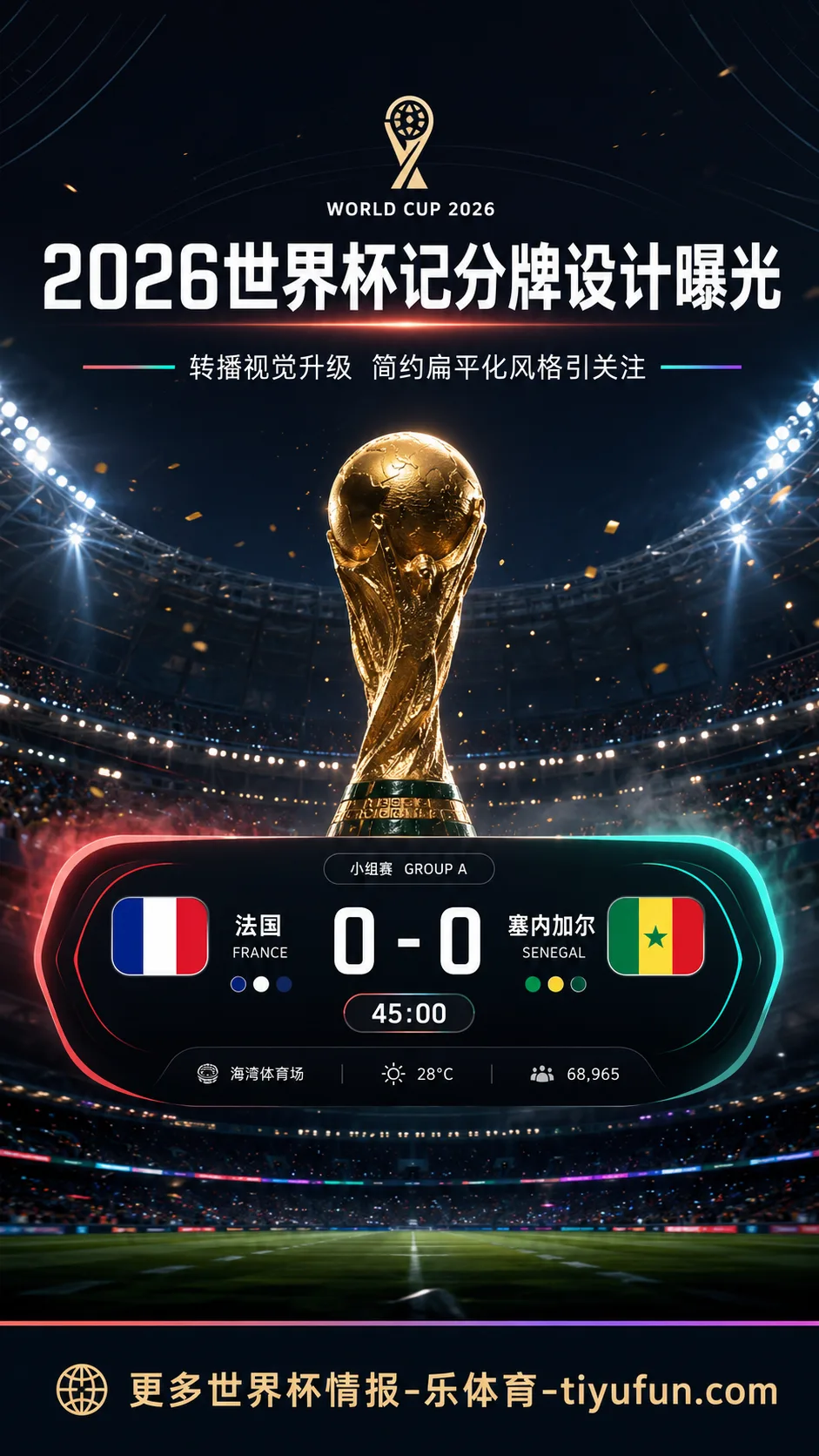 2026世界杯电视转播记分牌设计曝光:扁平化界面强化赛事识别