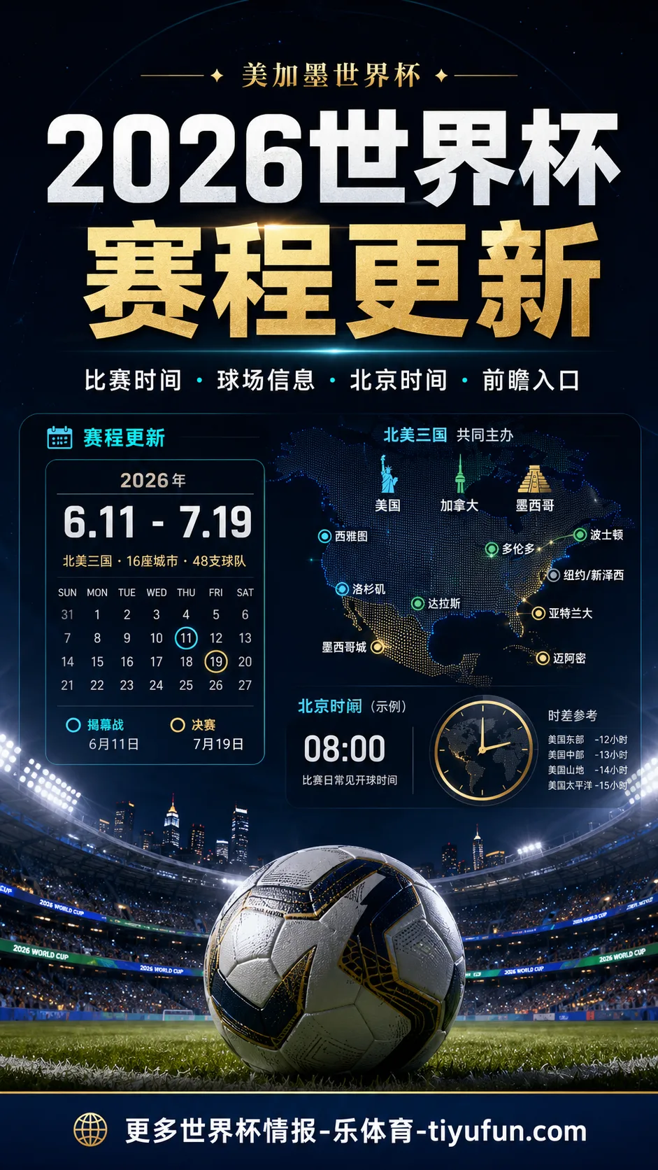 2026世界杯赛程更新怎么看：比赛时间、球场、北京时间与前瞻入口整理