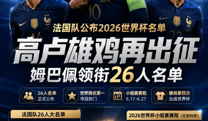 法国队公布2026世界杯名单：姆巴佩领衔26人，德尚开启第四次世界杯征程