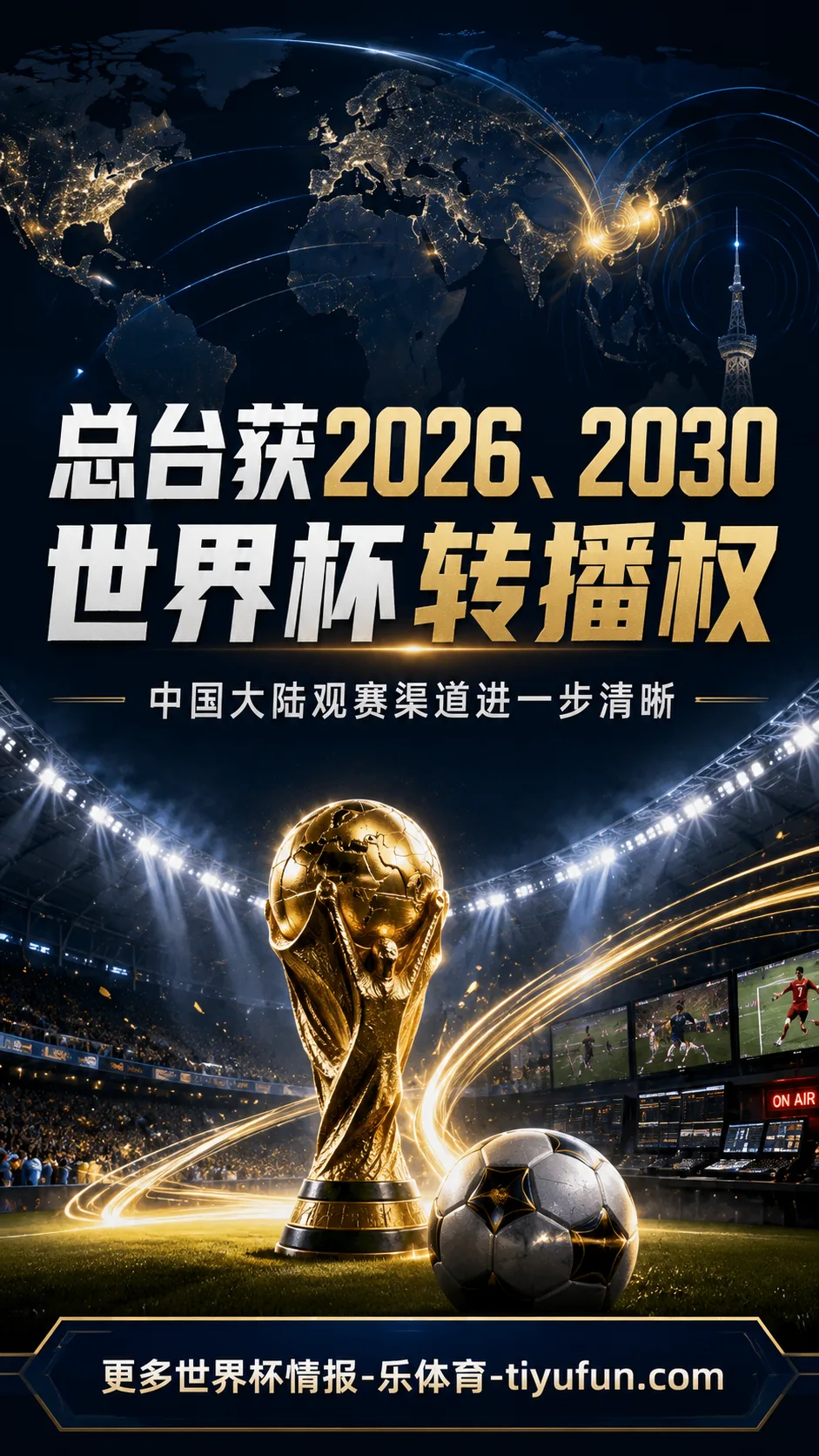 国际足联与中央广播电视总台达成世界杯转播合作，覆盖2026与2030两届男足世界杯