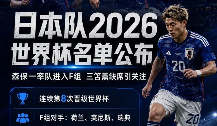 日本队2026世界杯名单公布：三笘薰缺席，森保一率队进入F组