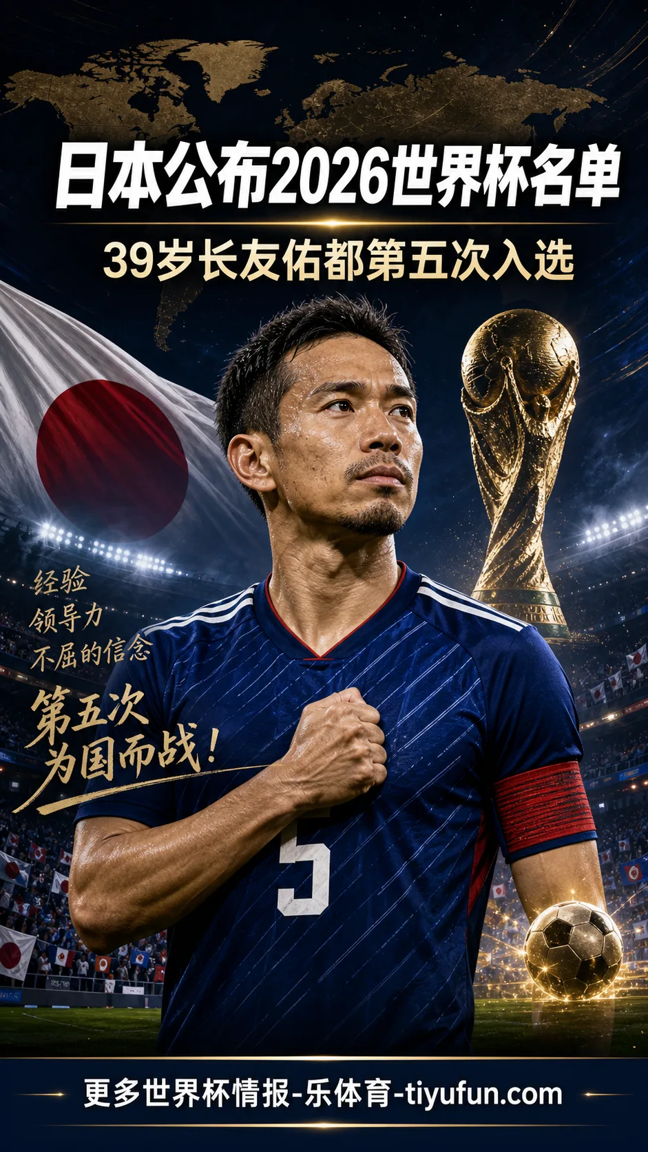 日本公布2026世界杯名单：39岁长友佑都第五次入选