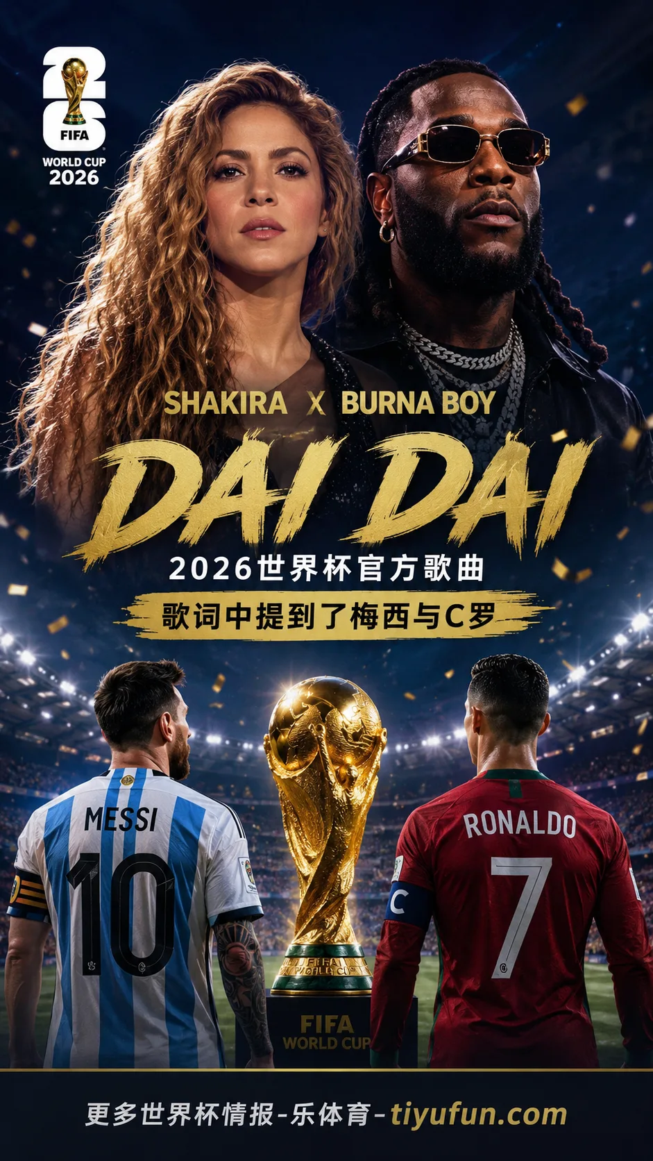 夏奇拉联手伯纳男孩发布《Dai Dai》，2026世界杯官方音乐宣传升温