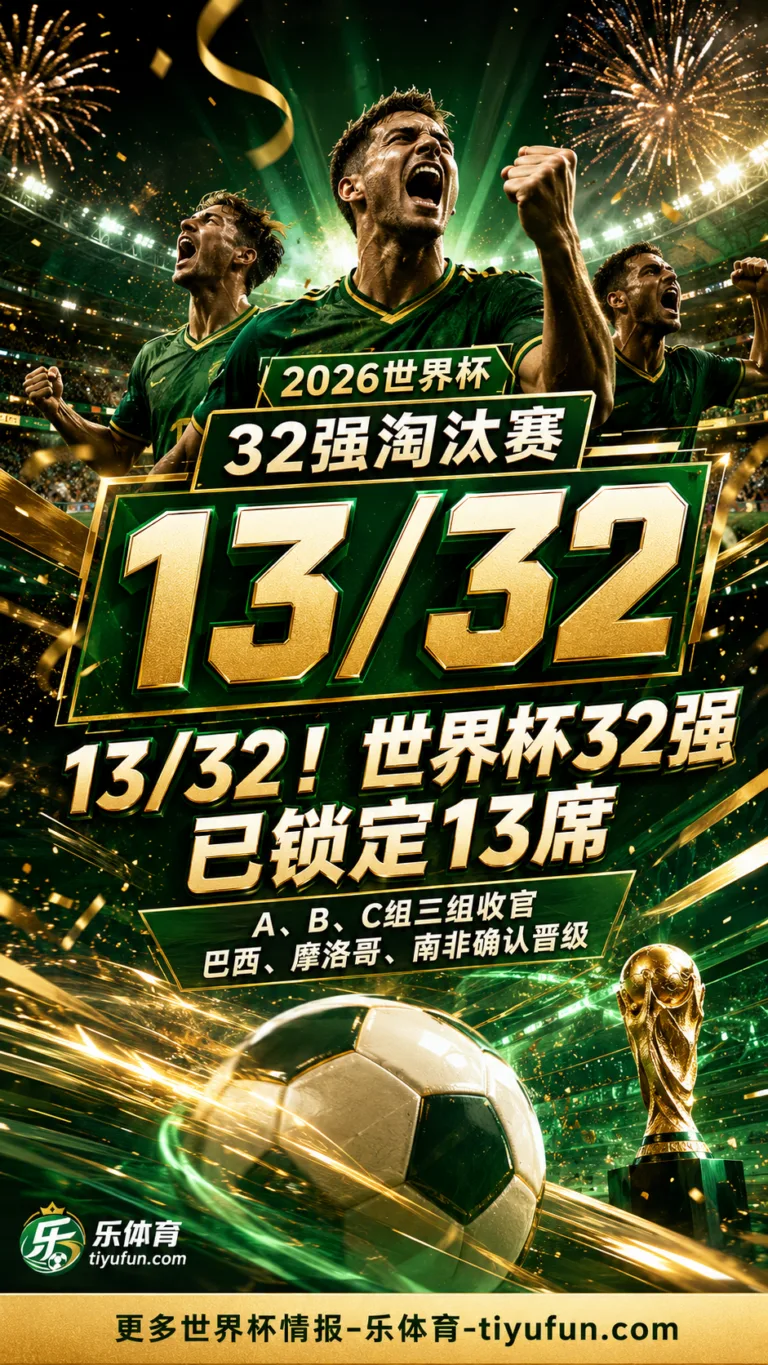 13/32！2026世界杯32强淘汰赛已锁定13席，巴西摩洛哥南非确认晋级