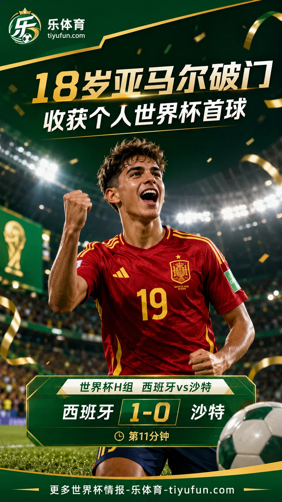2026世界杯：18岁亚马尔破门，收获个人世界杯首球