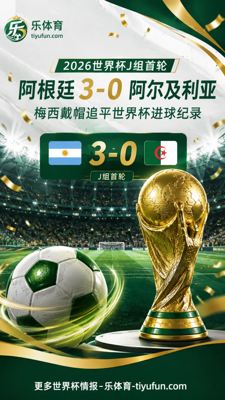 2026世界杯阿根廷3-0阿尔及利亚：梅西戴帽追平世界杯进球纪录