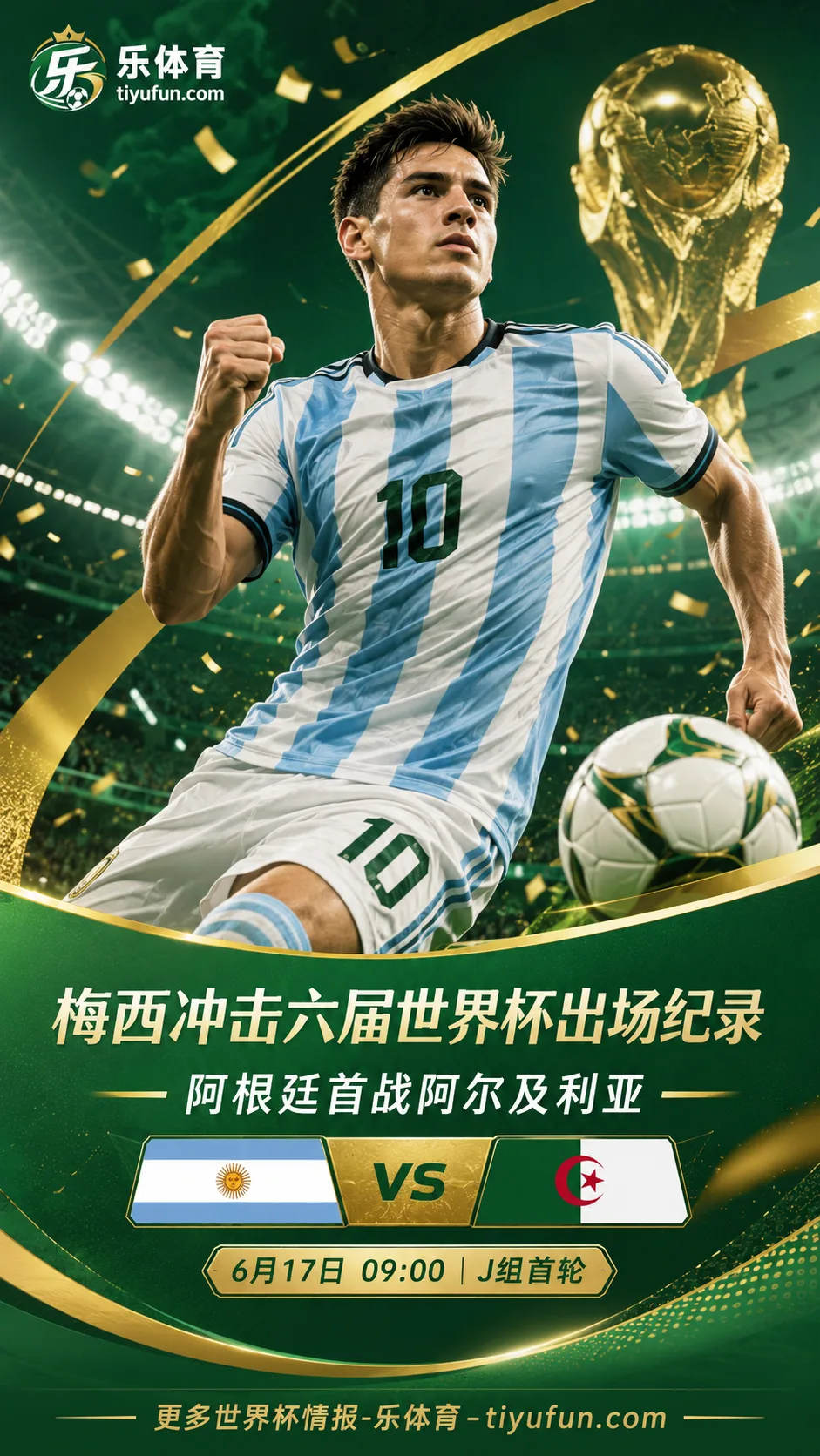 2026世界杯阿根廷首战阿尔及利亚：梅西若登场将创六届出场纪录