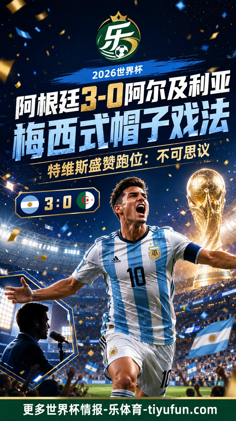 2026世界杯阿根廷队3-0阿尔及利亚：特维斯解说首秀盛赞梅西跑位