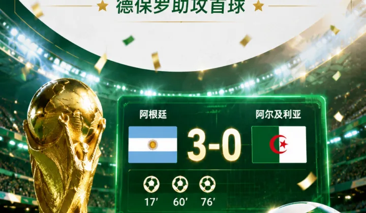 2026世界杯阿根廷3-0阿尔及利亚：德保罗助攻梅西戴帽追平历史纪录