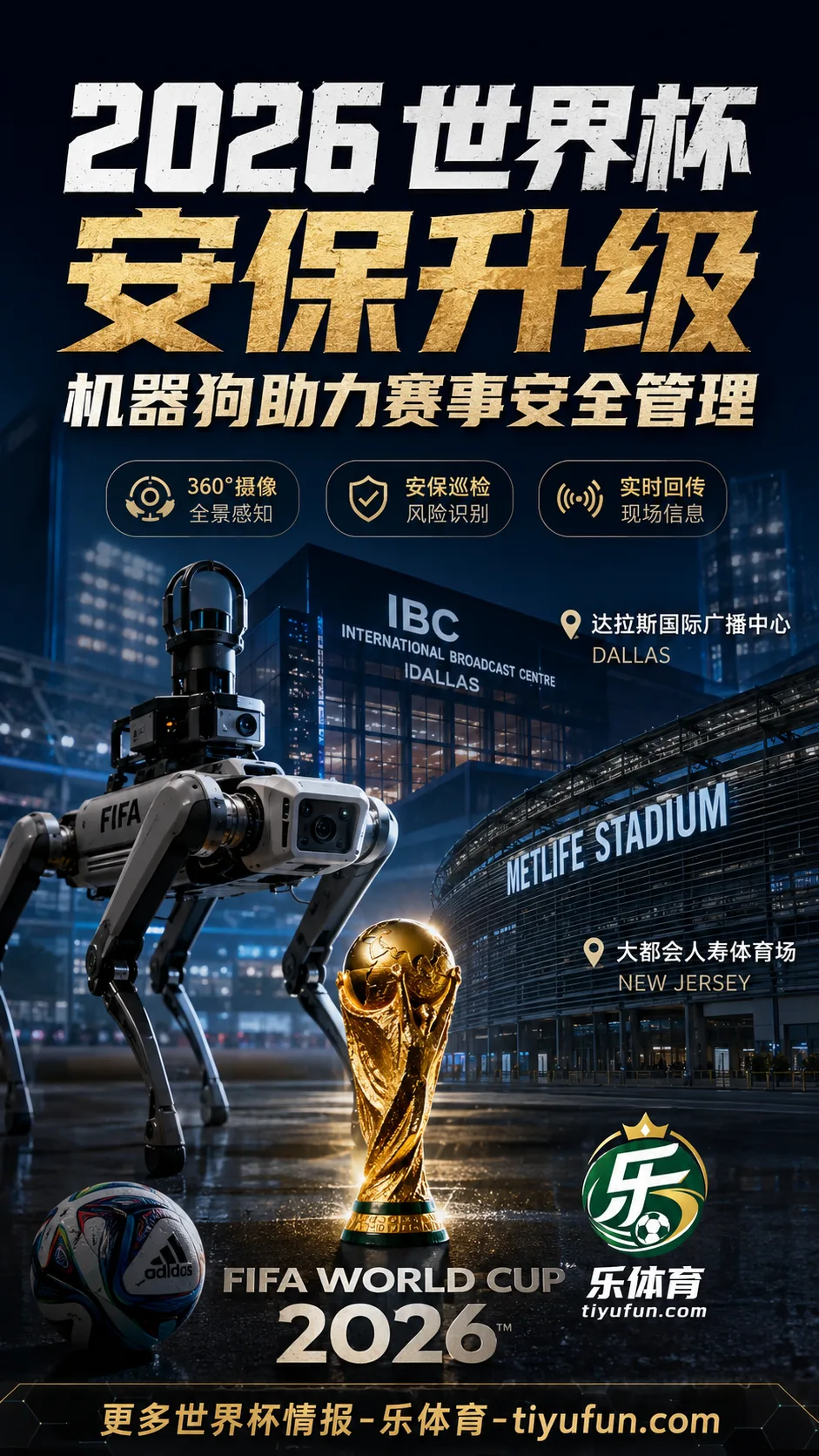 2026世界杯安保引入Spot机器狗：达拉斯与新泽西场馆将部署巡检设备