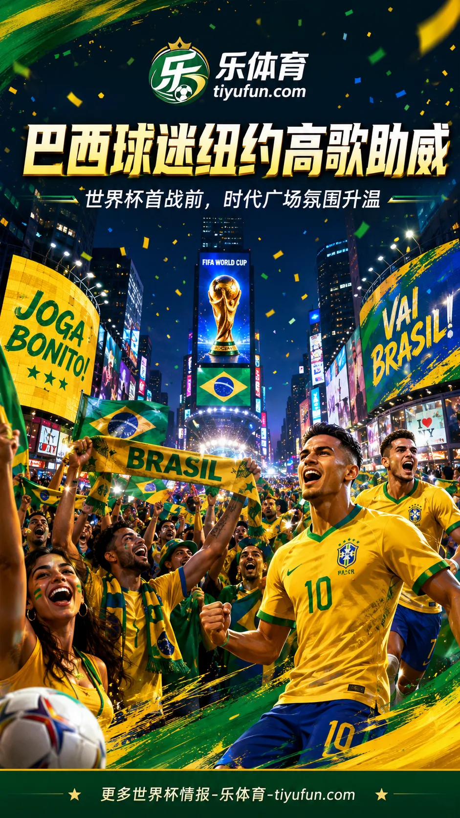 2026世界杯巴西队首战前，球迷纽约时代广场高唱助威：内马尔仍是情绪符号