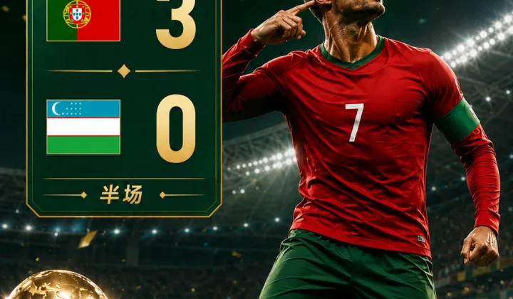 2026世界杯半场战报：C罗梅开二度，葡萄牙队3-0领先乌兹别克斯坦