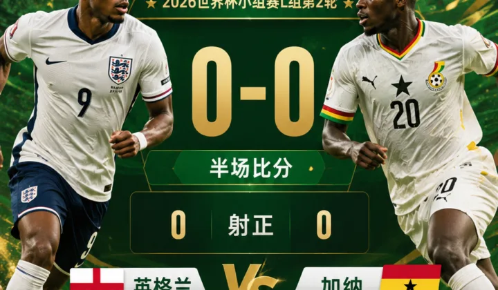2026世界杯半场战报：英格兰0-0加纳，两队均0射正