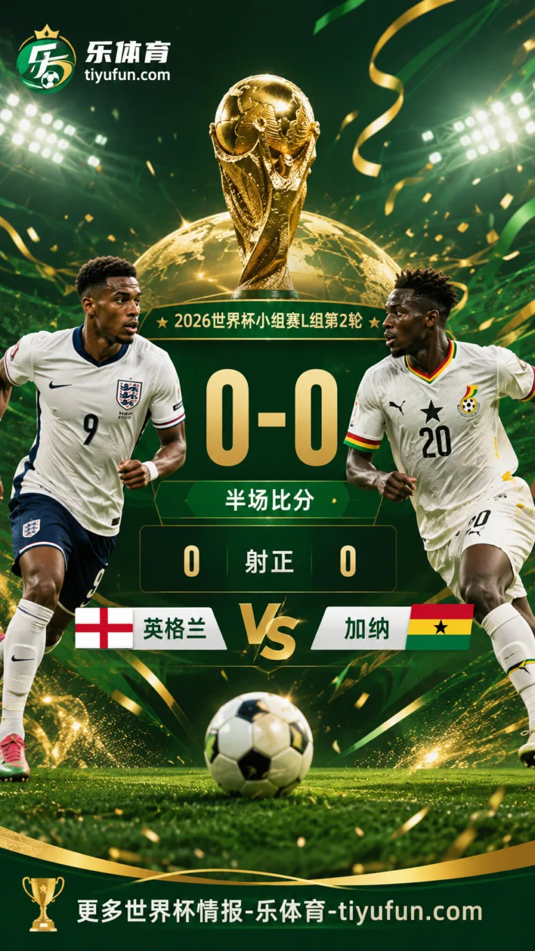 2026世界杯半场战报：英格兰0-0加纳，两队均0射正