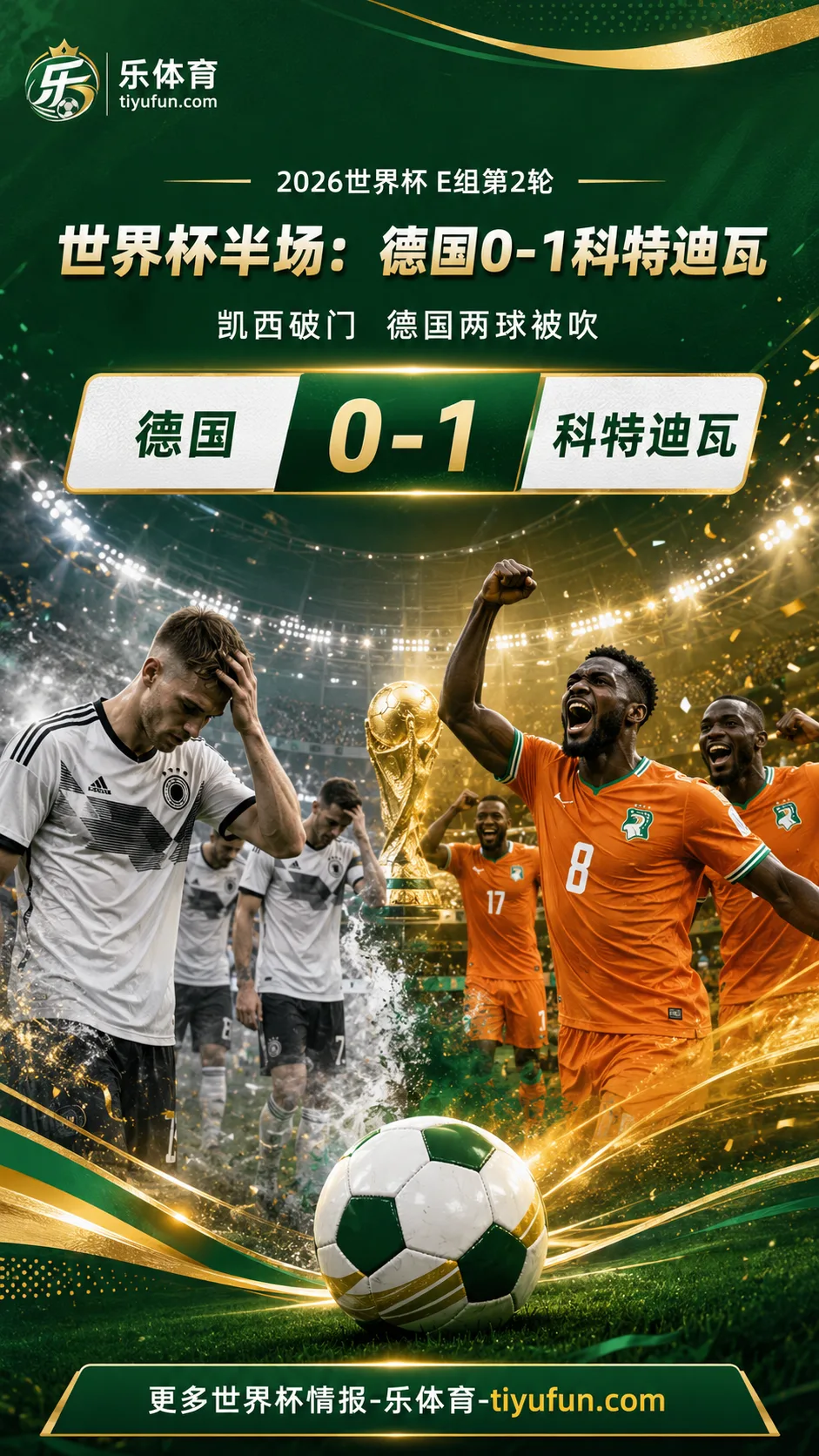 2026世界杯半场：德国两球被吹0-1科特迪瓦，凯西破门改写E组走势