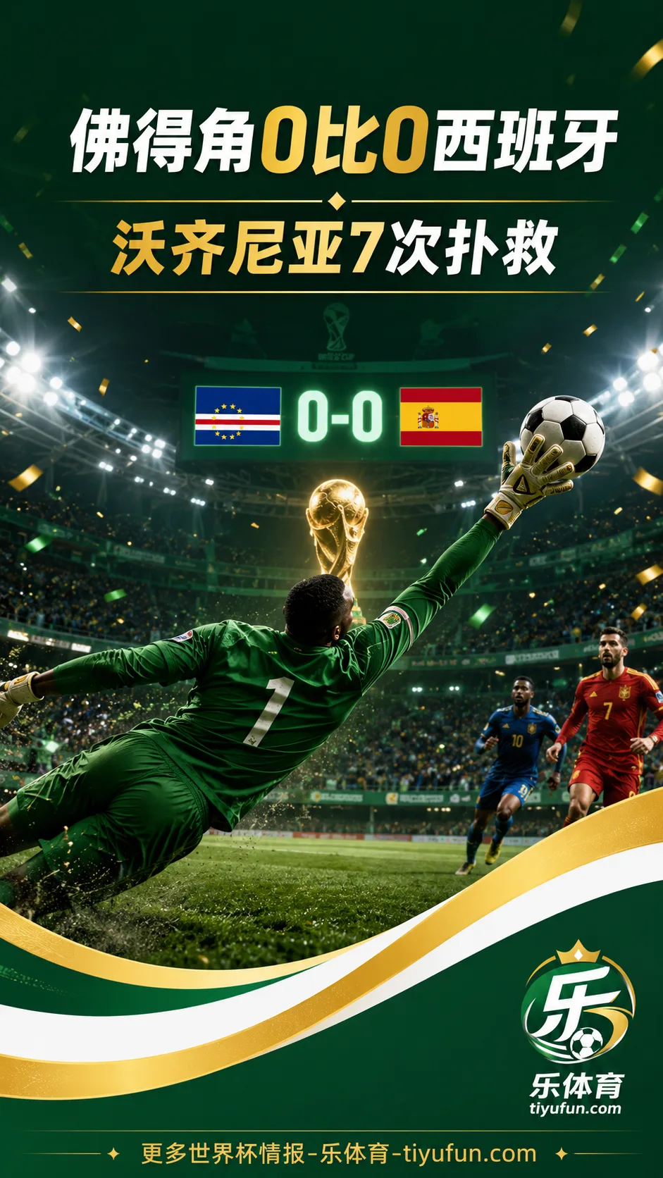 2026世界杯爆冷！佛得角0-0逼平西班牙，40岁门将沃齐尼亚封神