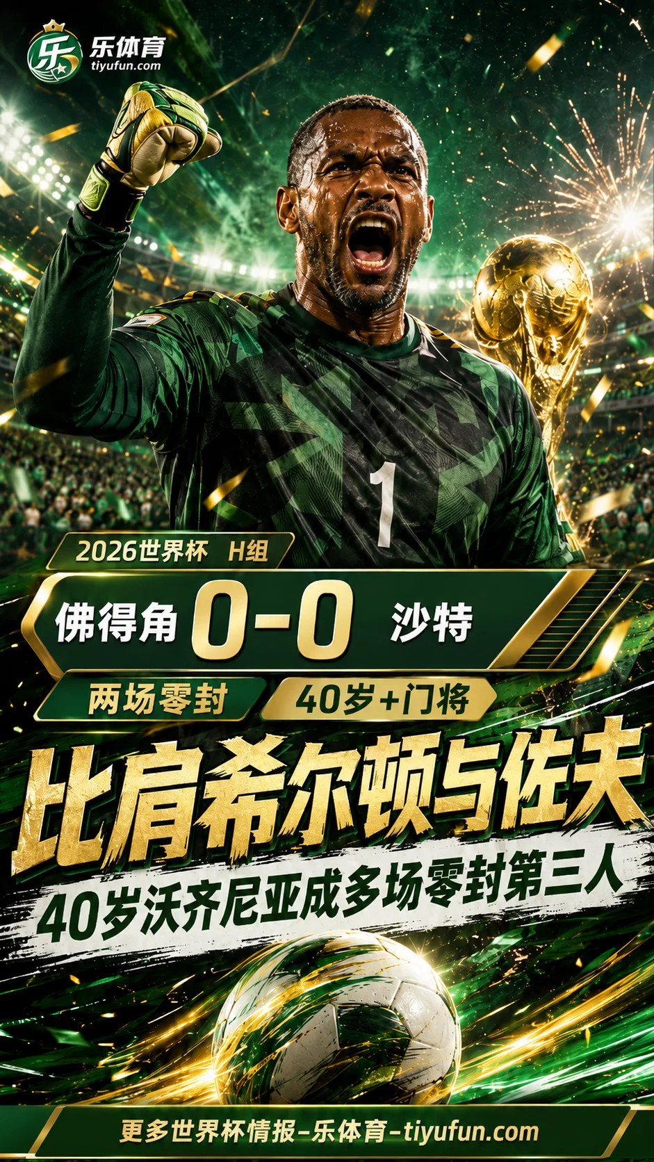 2026世界杯｜比肩希尔顿与佐夫，40岁沃齐尼亚成多场零封第三人