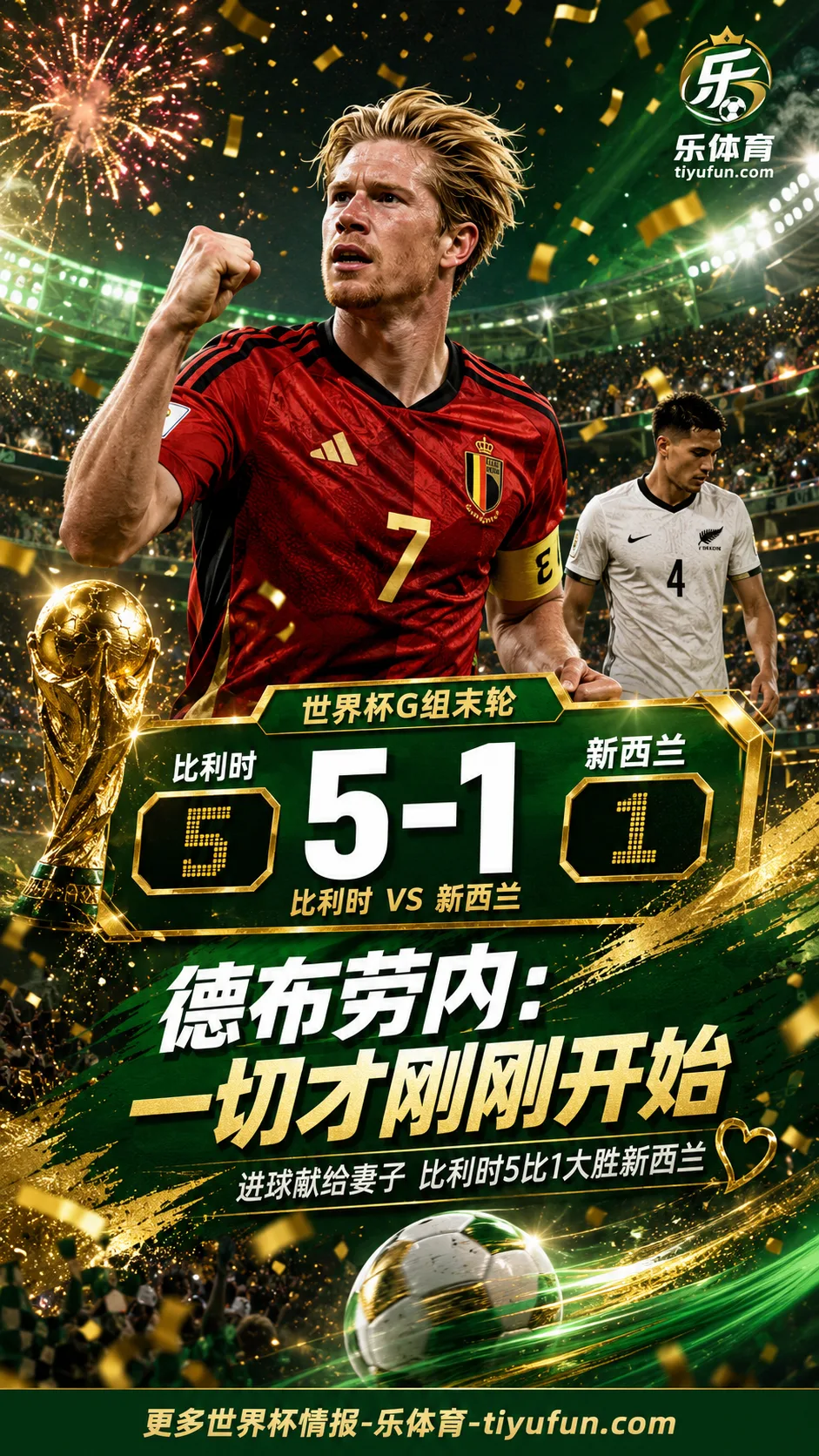 2026世界杯比利时5-1新西兰，德布劳内：一切才刚刚开始，进球献给妻子