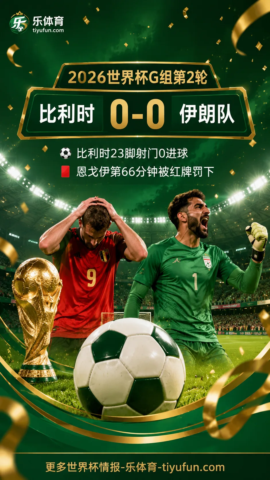 2026世界杯比利时队尴尬夜：23脚射门0进球，0-0战平伊朗队