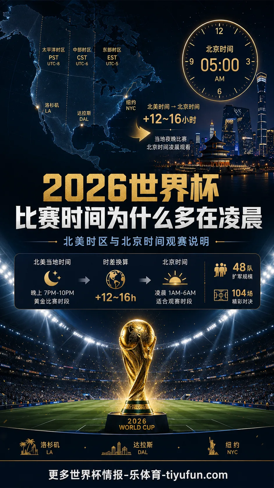 2026世界杯比赛时间说明：北美时区下北京时间为何多在凌晨