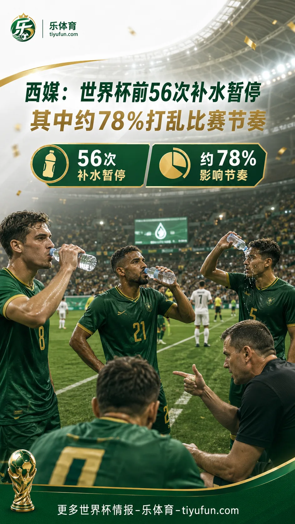 2026世界杯补水暂停引争议：西媒称前56次暂停约78%打乱比赛节奏