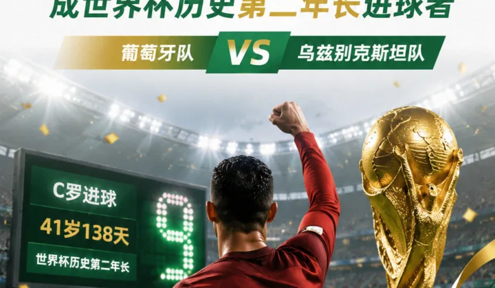 2026世界杯：C罗41岁138天破门，成世界杯历史第二年长进球者
