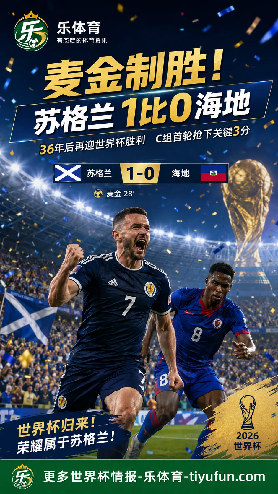 2026世界杯C组战报：麦金制胜，苏格兰1-0海地收获36年来世界杯首胜