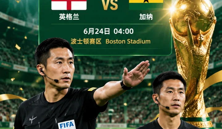 2026世界杯裁判安排：马宁担任英格兰vs加纳第四官员，周飞任候补助理裁判
