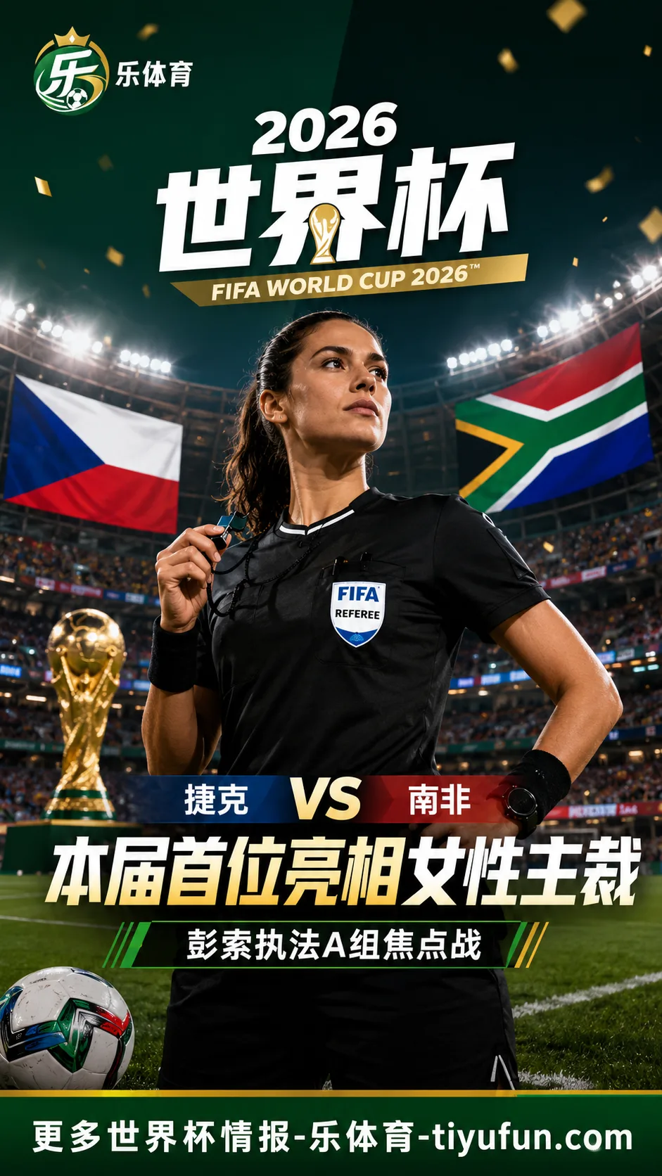 2026世界杯裁判选派：托莉·彭索将执法捷克vs南非