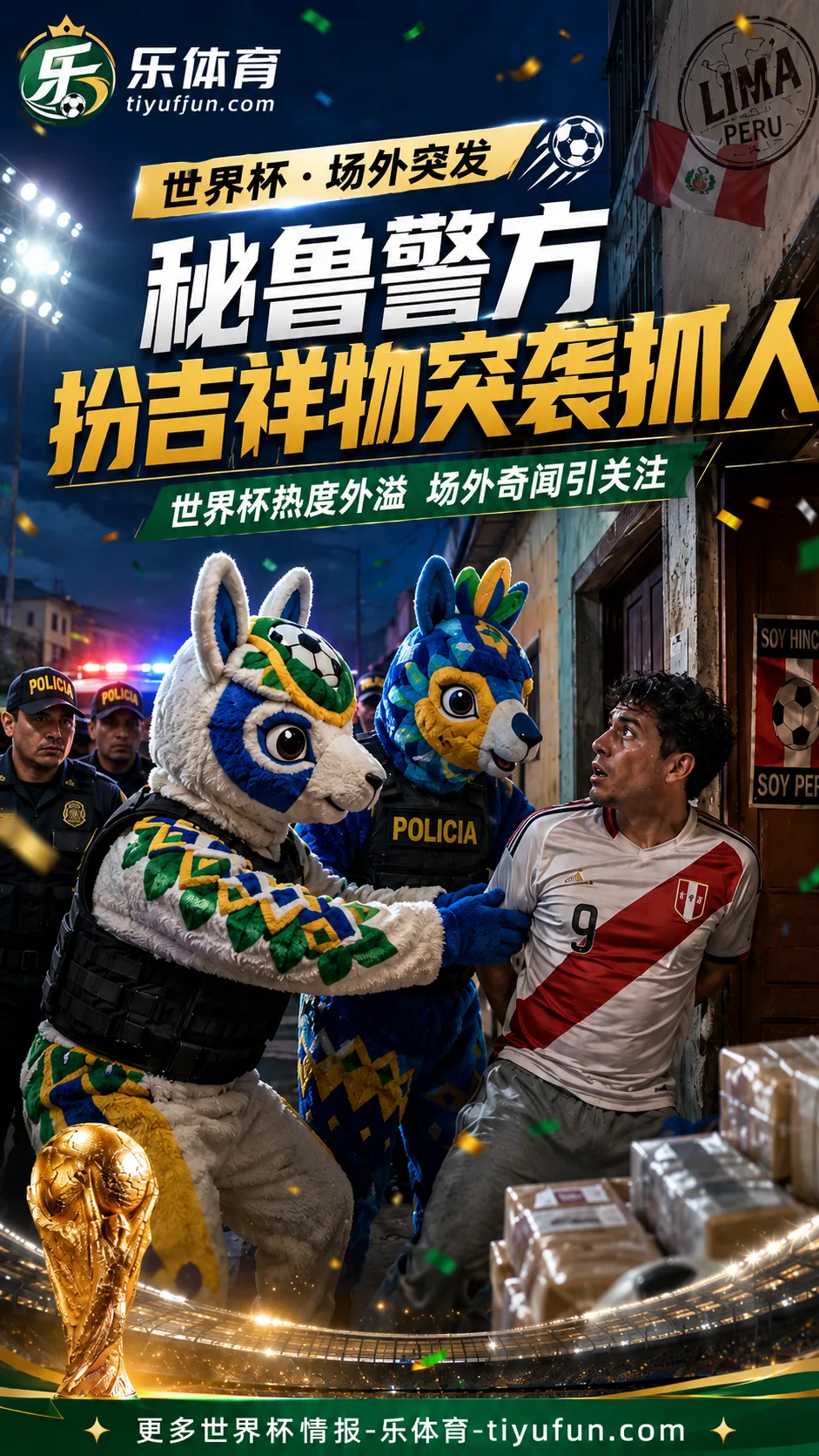 2026世界杯场外新闻：秘鲁警方扮吉祥物突袭，抓捕涉嫌贩毒足球迷
