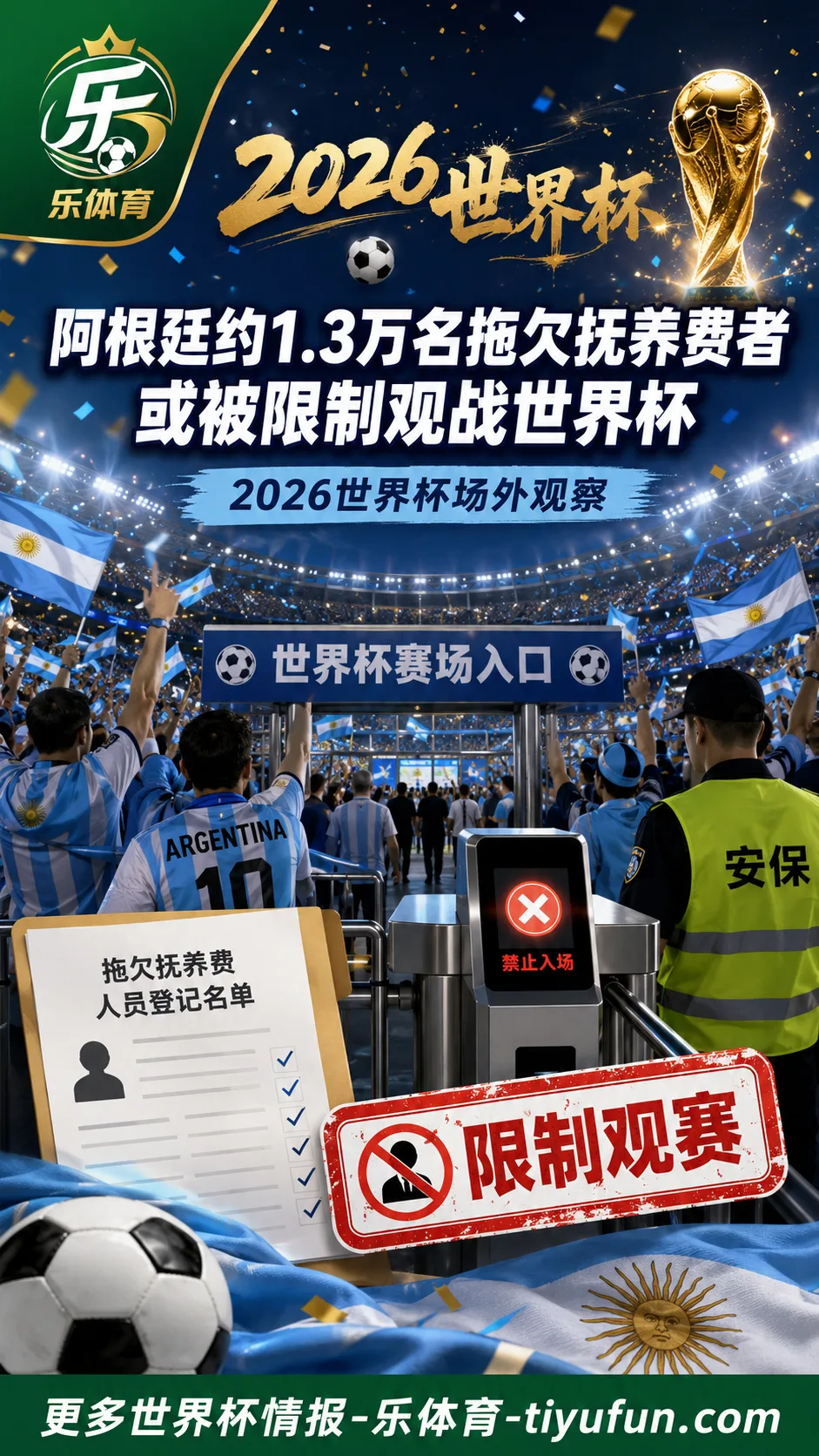 2026世界杯场外观察：阿根廷约1.3万名拖欠抚养费人员或被限制观赛