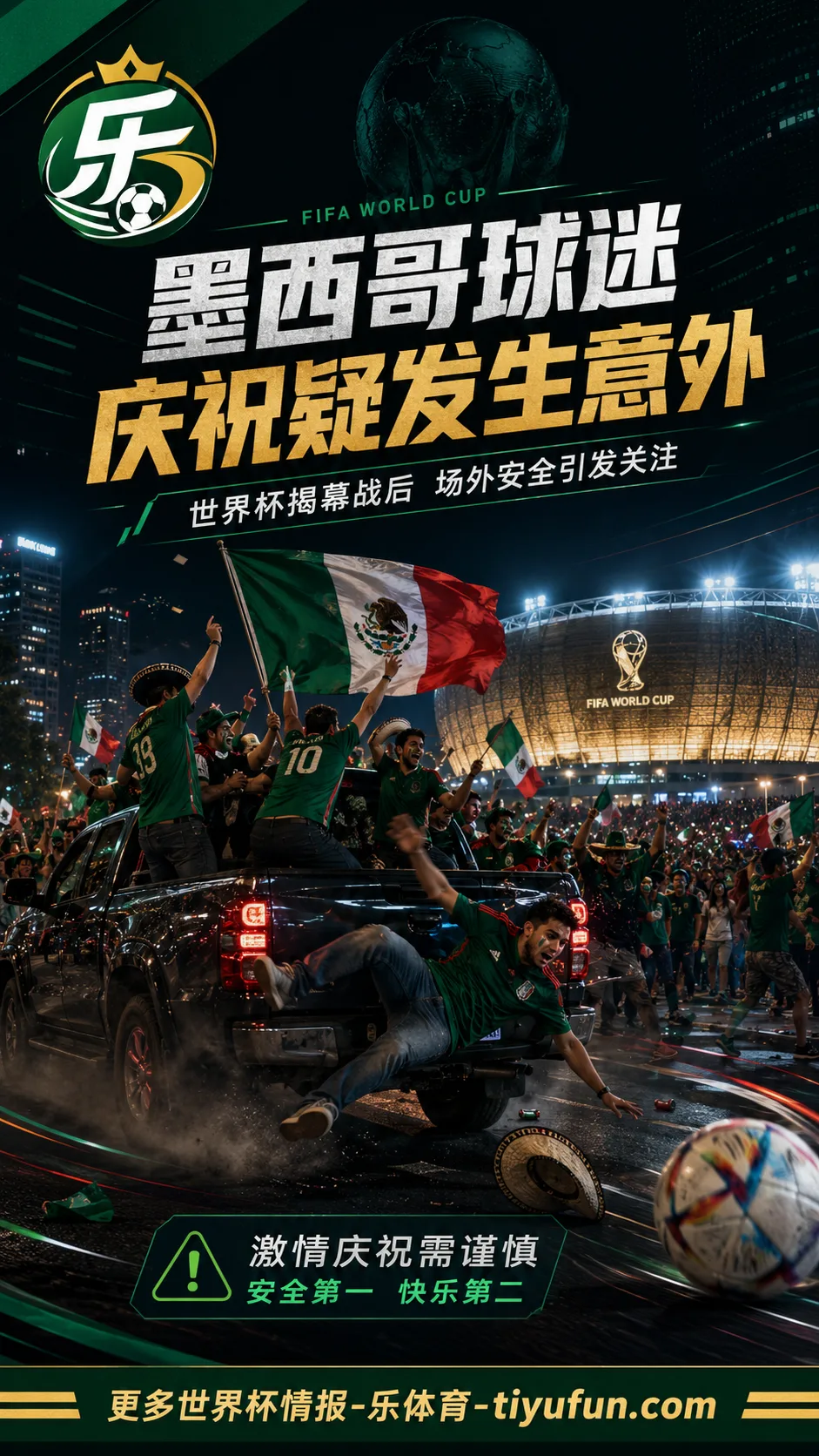 2026世界杯场外安全再受关注：墨西哥球迷庆祝时疑从卡车摔下