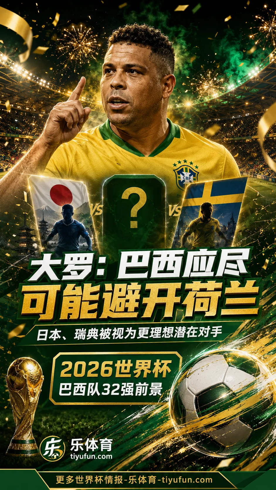 2026世界杯｜大罗：巴西应尽可能避开荷兰，对阵日本或瑞典更理想