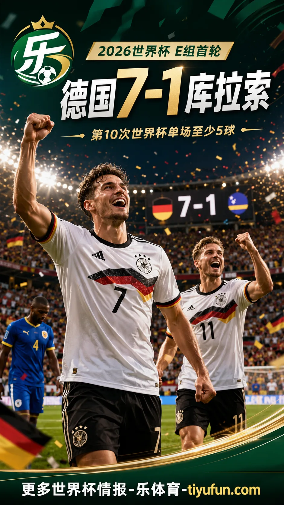 2026世界杯德国7-1库拉索：队史第10次单场至少5球