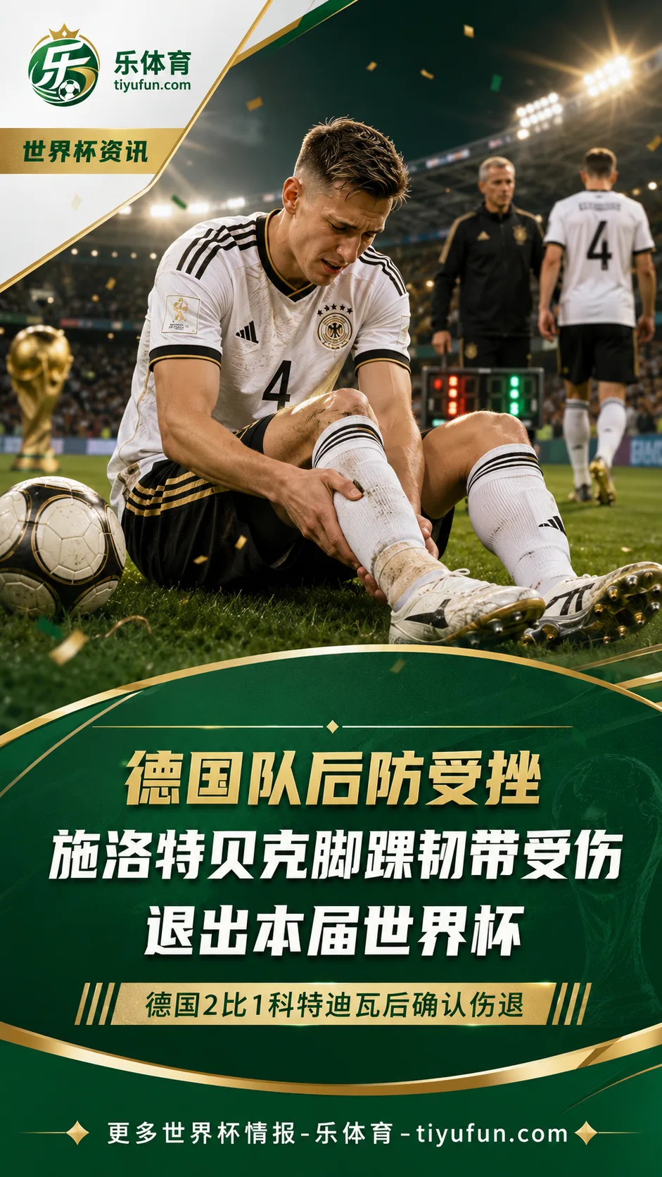 2026世界杯德国队遭重创：施洛特贝克左脚踝韧带受伤退出赛事