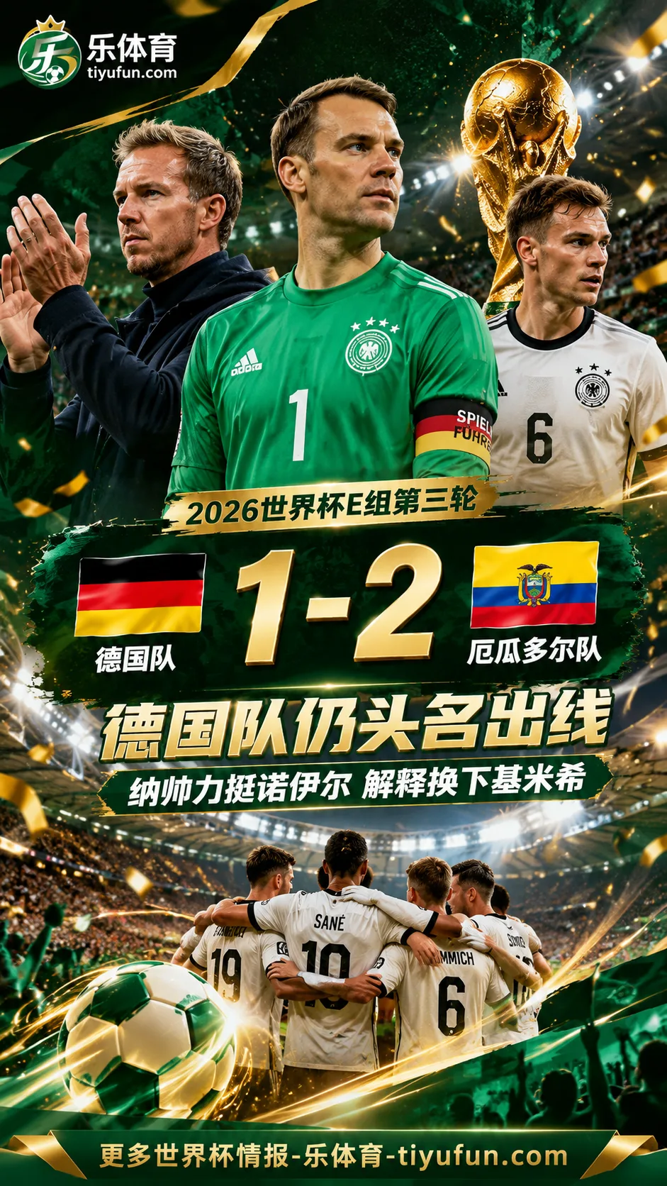 2026世界杯德国队1-2仍头名出线：纳帅力挺诺伊尔，解释换下基米希