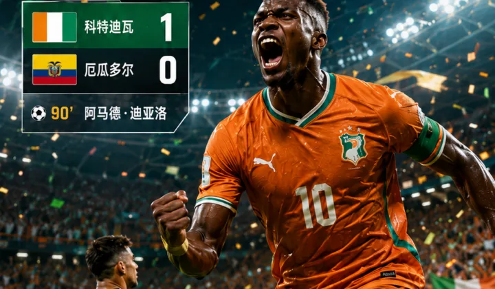 2026世界杯E组：阿马德第90分钟绝杀，科特迪瓦1-0厄瓜多尔