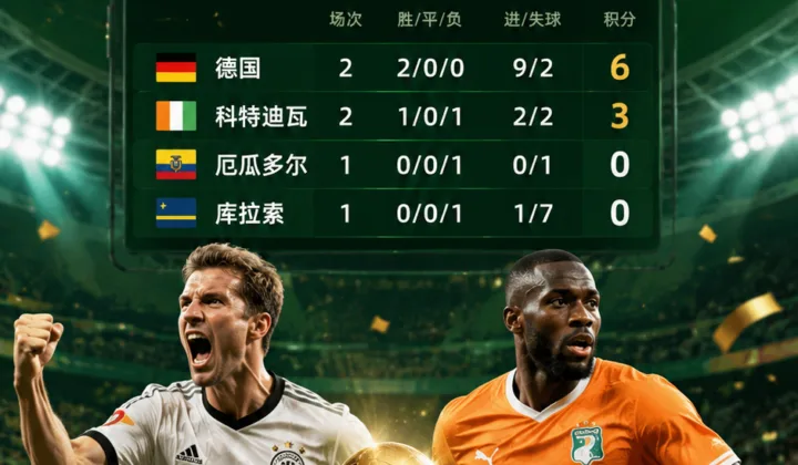 2026世界杯E组积分榜：德国2-1绝杀科特迪瓦，6分提前晋级32强