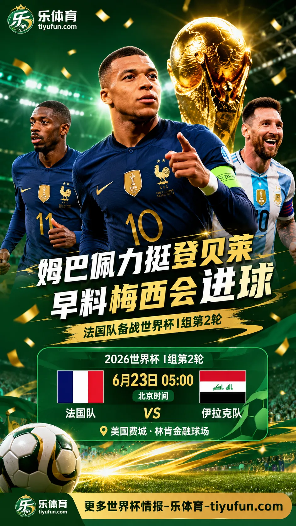 2026世界杯法国队赛前发布会：姆巴佩力挺登贝莱，谈梅西进球