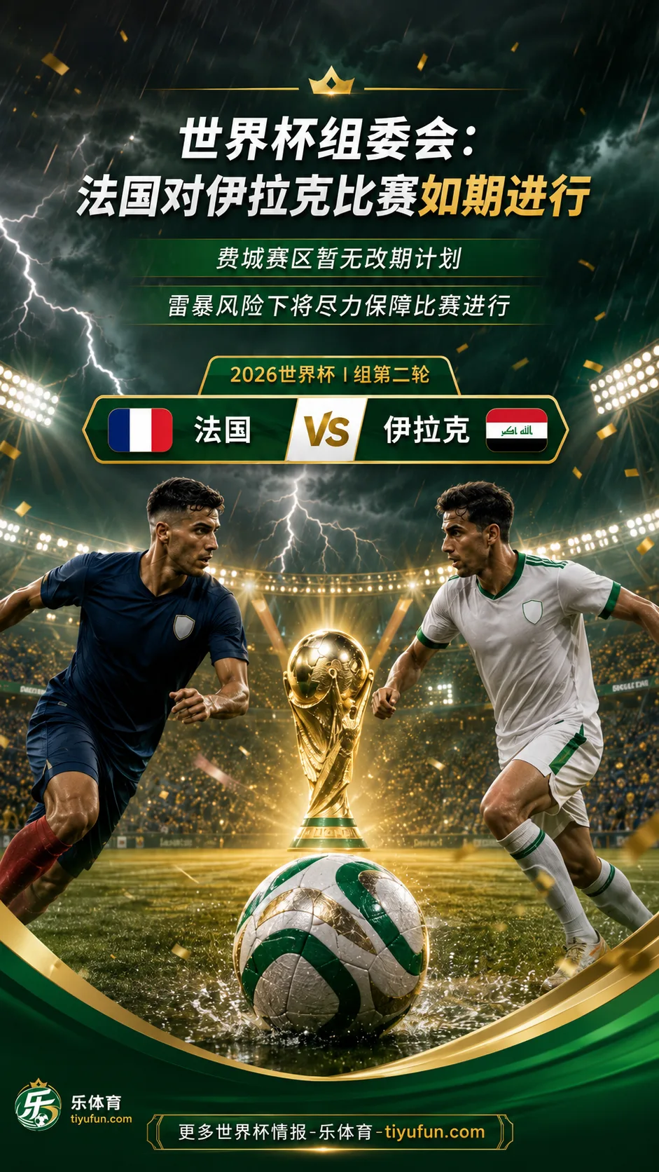 2026世界杯法国队对伊拉克队照常开赛，费城雷暴风险引关注