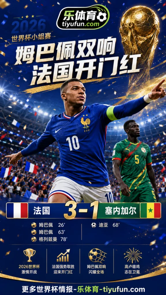 2026世界杯：法国队3-1塞内加尔，姆巴佩双响带出皇马6人纪录话题