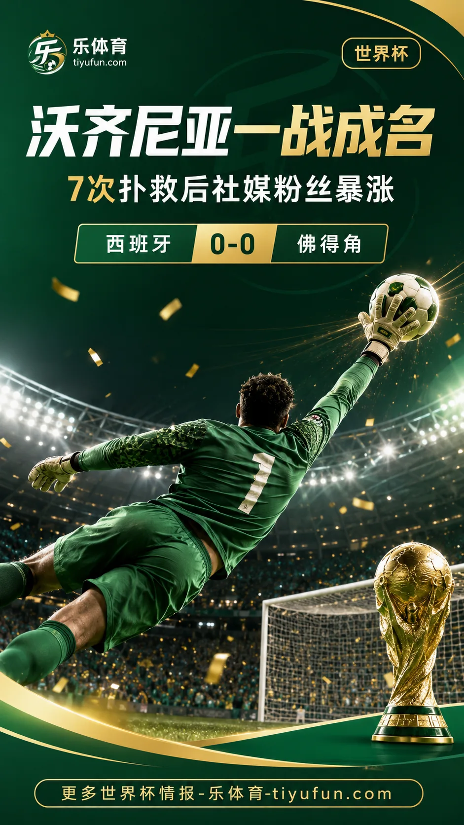 2026世界杯佛得角逼平西班牙队，40岁沃齐尼亚7次扑救后社媒爆红