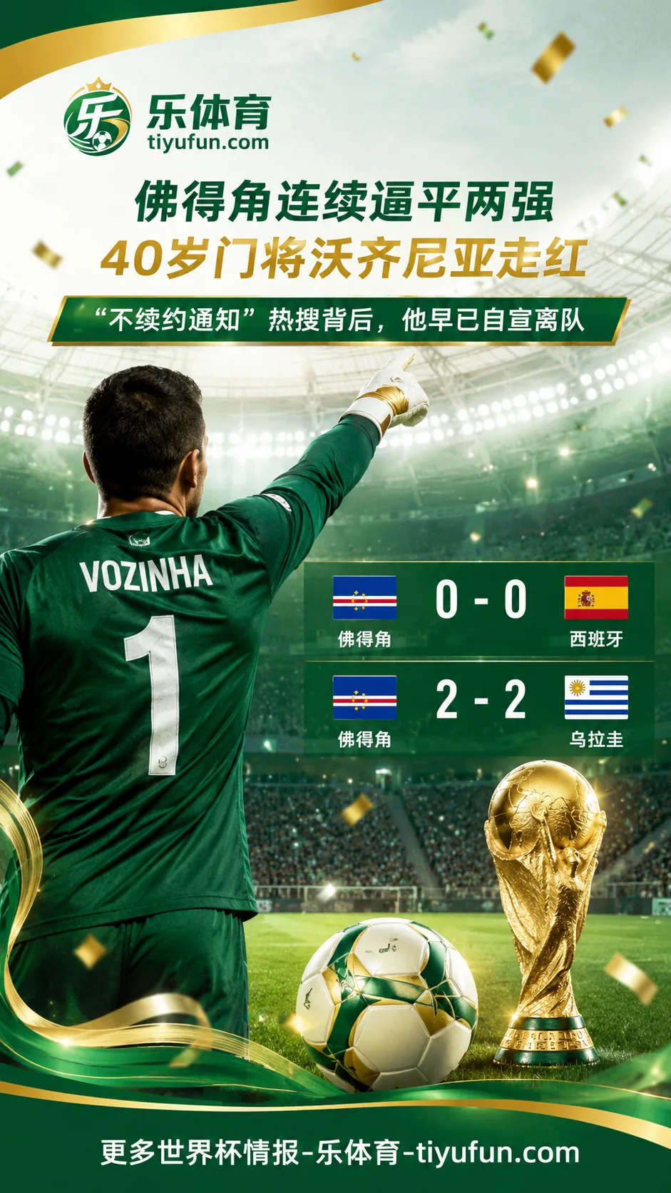 2026世界杯佛得角门将沃齐尼亚走红：不续约热搜背后，他早已自宣离队