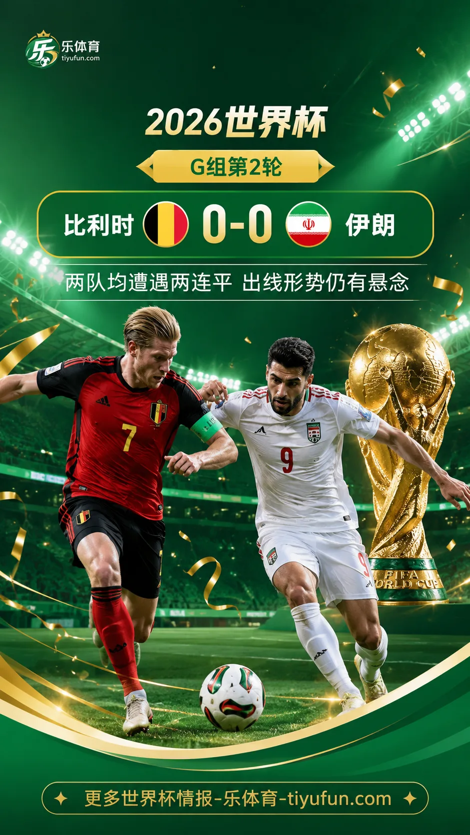 2026世界杯G组：比利时23射无果，0-0伊朗后两轮不胜
