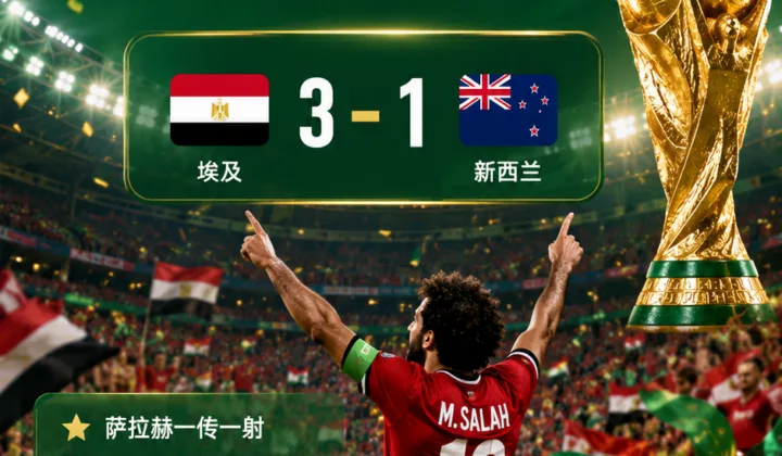 2026世界杯G组：萨拉赫一传一射，埃及3-1逆转新西兰登顶