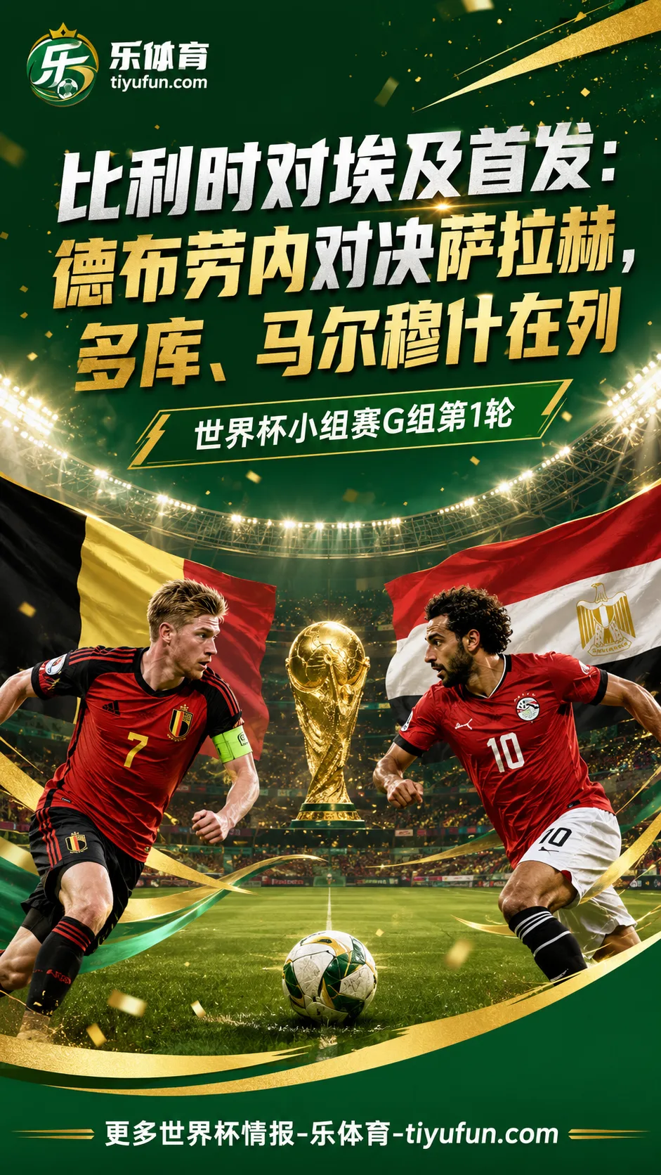 2026世界杯G组首发：比利时vs埃及，德布劳内对决萨拉赫
