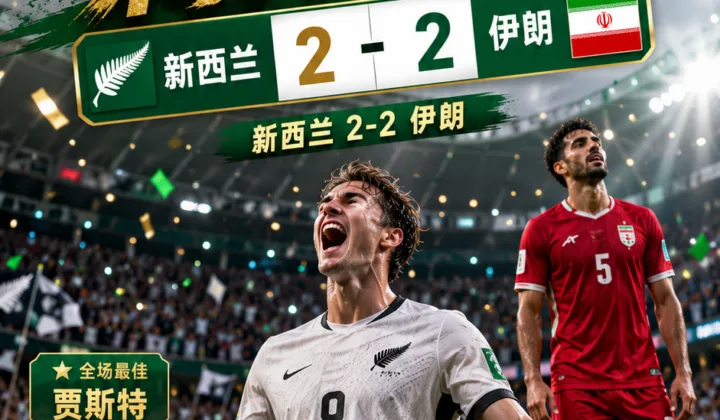2026世界杯G组新西兰2-2伊朗：贾斯特梅开二度登上热搜，4队首轮同积1分